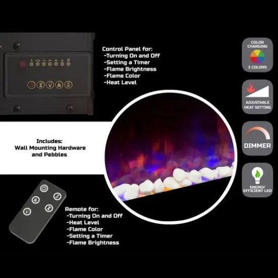 Hastings Home 42" Black Electric LED Fireplace {5}