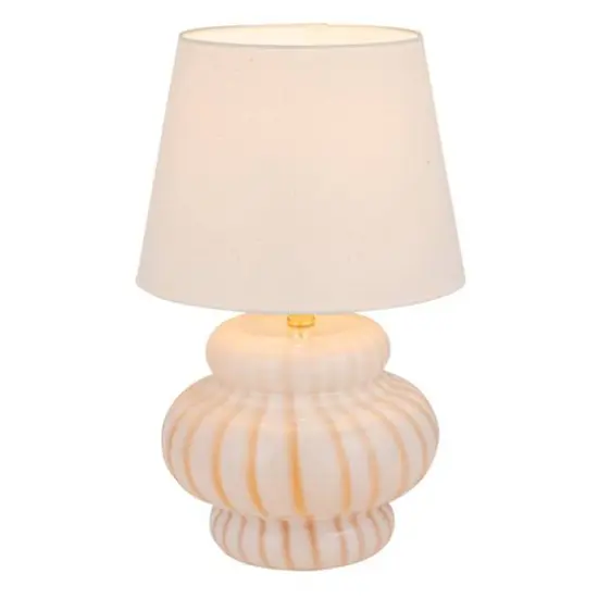 Hello Honey® 18.5" Yellow & Cream Striped Hand-Blown Art Glass Table Lamp {9}