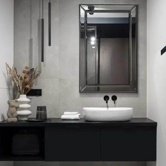 Head West Black Metro Beaded Glass Framed Vanity Mirror - 36" x 24" {3}