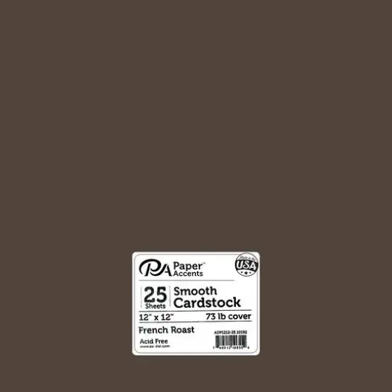 PA Paper&trade; Accents 12" x 12" 65lb. Smooth Cardstock, 25 Sheets French Roast {1}