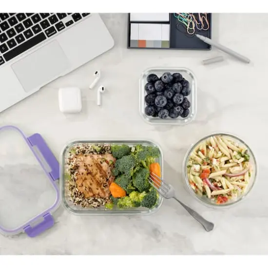 Joyful by JoyJolt&reg; 24-Piece Purple Glass Storage Container Set with Leakproof Lids {6}