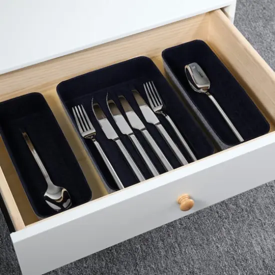 Welaxy Felt 8 Piece Drawer Organizer Tray Set Navy {7}