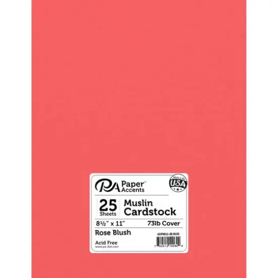 PA Paper&trade; Accents Muslin 8.5" x 11" 73lb. Cardstock, 25 Sheets Cherry Red {2}
