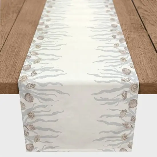 Shell & Coral Border Cotton Twill Runner Blush/Blue/White {1}