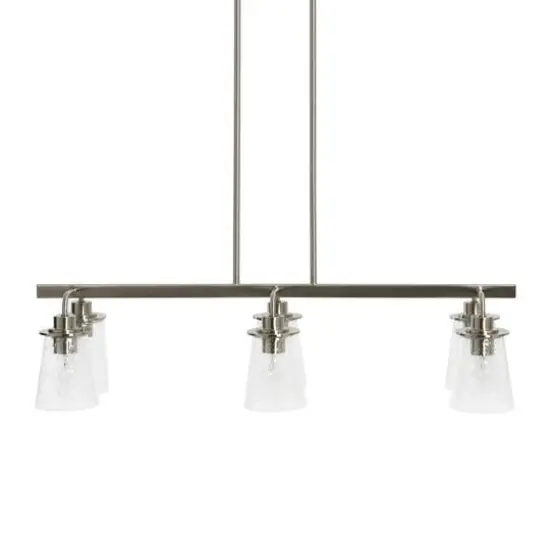 Hello Honey&reg; Robert Stevenson Lighting Jameson Metal & Seedy Glass 6-Light Linear Chandelier Brushed Nickel {5}