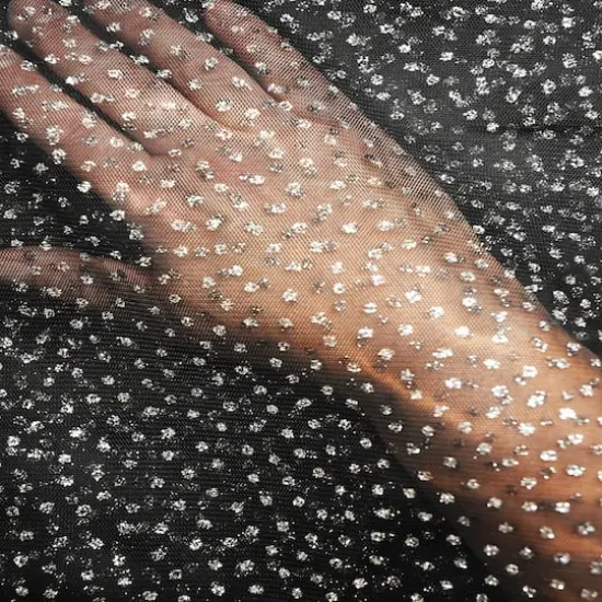 Feldman Black with Silver Glitter Dots Mesh {4}