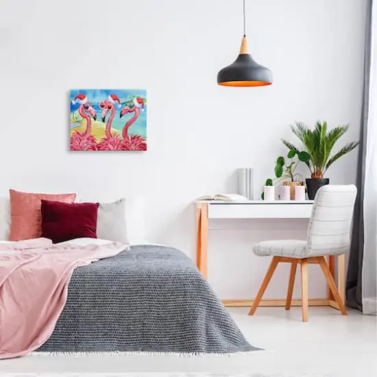 Stupell Industries Holiday Lights Flamingos Beach Canvas Wall Art {3}