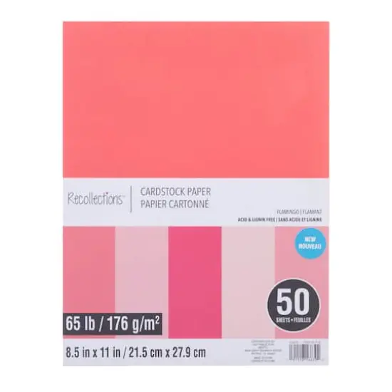8.5" x 11" 65lb. Cardstock Paper Pack by Recollections&trade;, 50 Sheets Flamingo {1}
