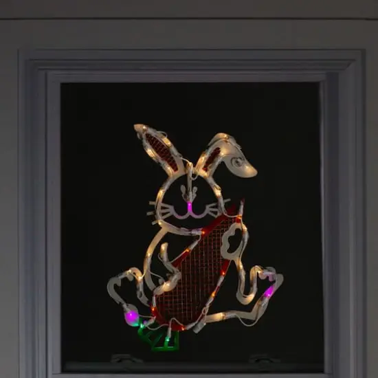 17" White LED Lighted Easter Bunny Rabbit Spring Window Silhouette {4}