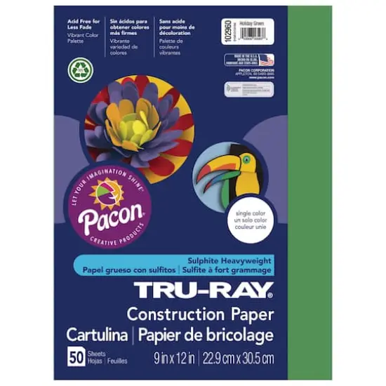 Pacon&reg; Tru-Ray&reg; 9" x 12" Construction Paper, 50 Sheets Holiday Green {1}