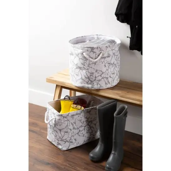 DII&reg; Medium Rectangle Marble White Polyester Bin {3}