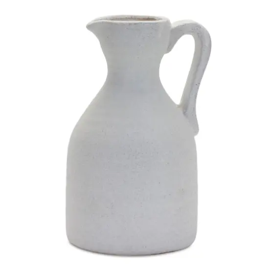 10.5" Modern White Clay Pitcher Vase {1}