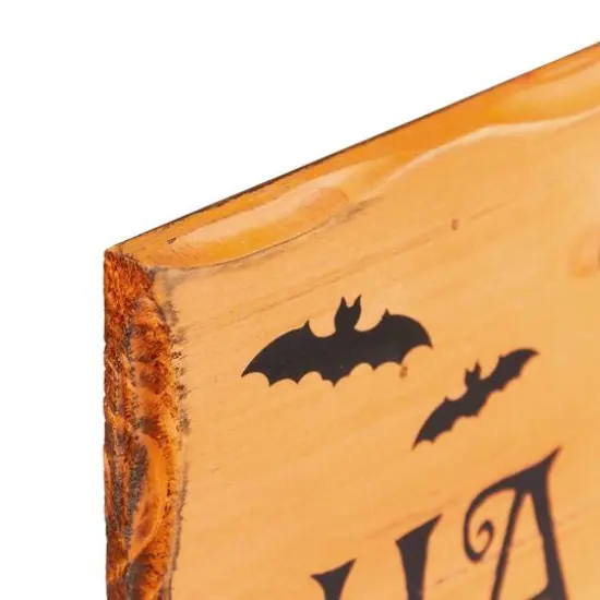 24" Wooden 'Happy Halloween' Wall Sign with Bats {4}