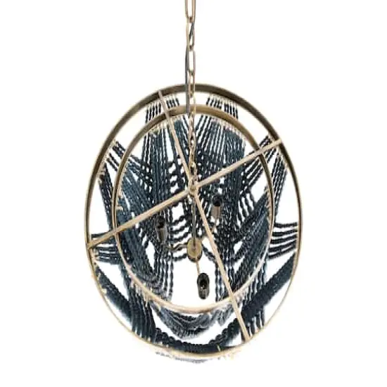 Hello Honey&reg; 26" 2-Tier Draped Wood Bead Chandelier Blue {9}