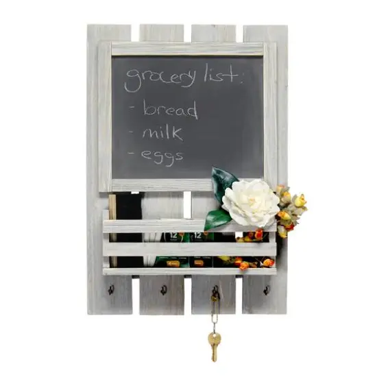 Elegant Designs Chalkboard Sign, Key Holder & Mail Storage Accent Gray Wash {6}
