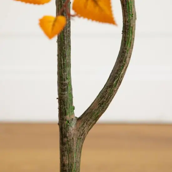 4ft. Autumn Birch Artificial Fall Tree in White Decorative Planter {6}