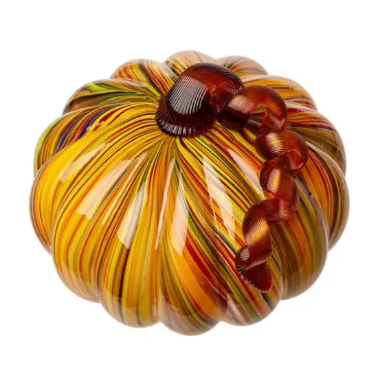 Glitzhome&reg; Short Glass Pumpkin, Multicolor Stripes {8}