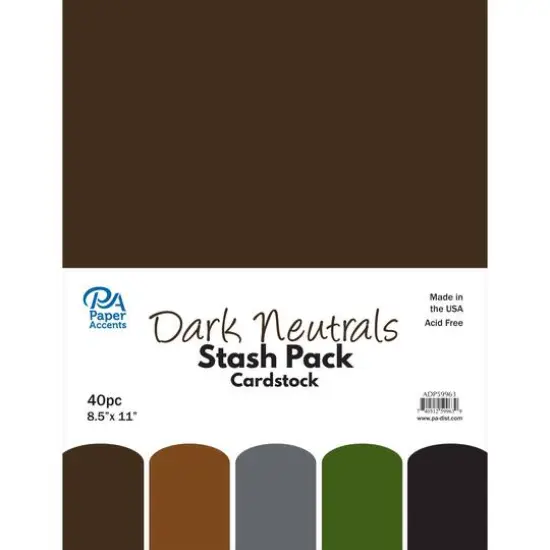 PA Paper&trade; Accents Dark Neutrals Stash Pack 8.5" x 11" Cardstock, 40 sheets {1}