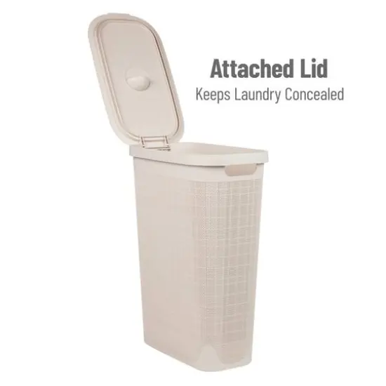 Mind Reader 23.5" Plastic Slim Laundry Hamper Ivory {6}