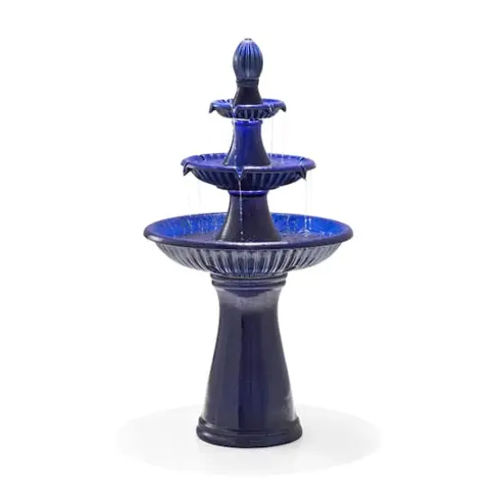 Glitzhome&reg; 45" 3-Tier Ceramic Outdoor Fountain Cobalt Blue {1}