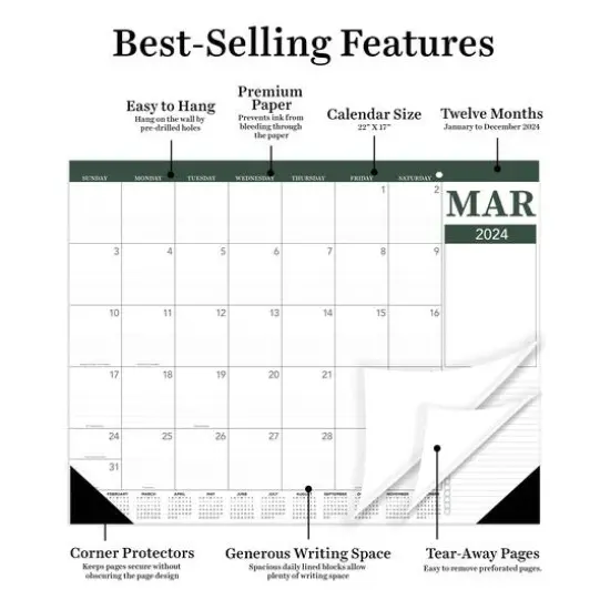 TF Publishing 2024 Professional Large Desk Pad Monthly Blotter Calendar {4}