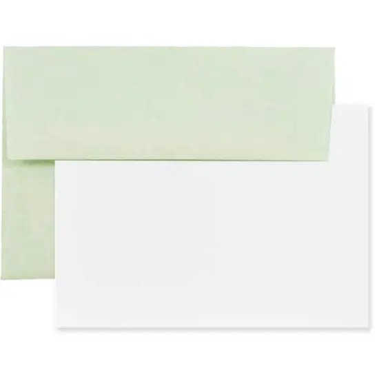 JAM Paper 4.37" x 5.75" Blank Greeting Cards Set with Parchment Envelopes, 25ct. Green {1}