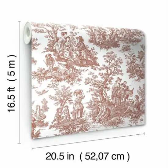 RoomMates Country Life Toile Peel & Stick Wallpaper Red and White {8}