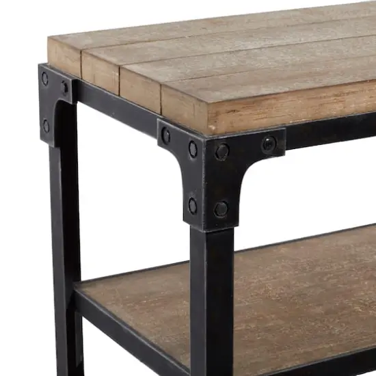4ft. Brown Industrial Wood Console Table {7}