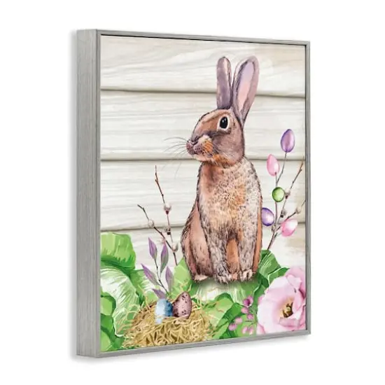 Stupell Industries Spring Flower Garden Country Rabbit Framed Giclee Art Gray {4}