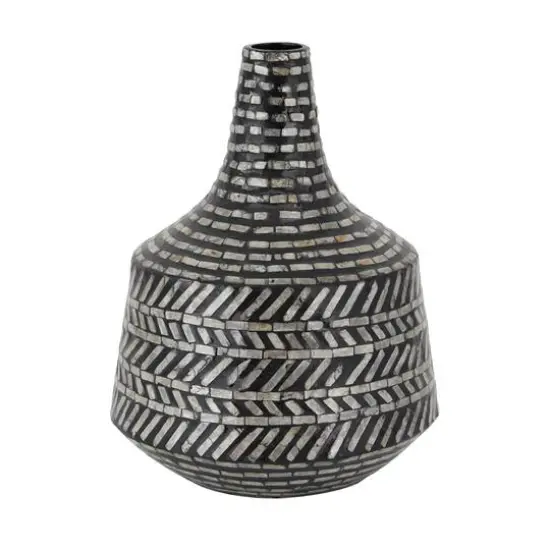 16" Black Shell Contemporary Vase {6}