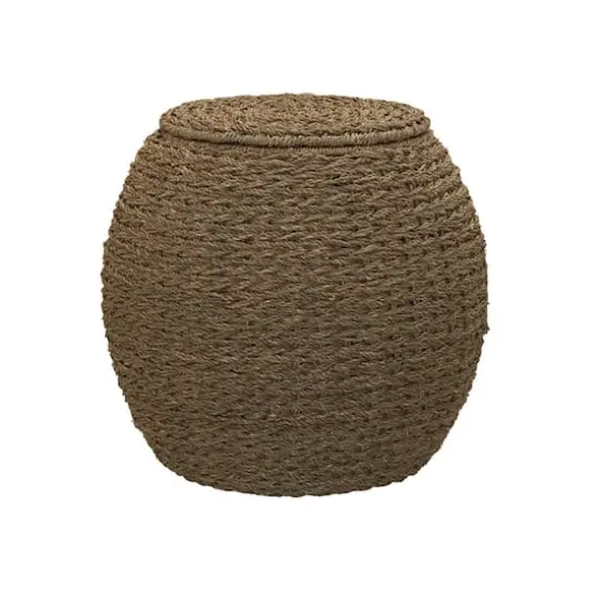 Household Essentials 19" Woven Natural Seagrass Storage End Table {1}