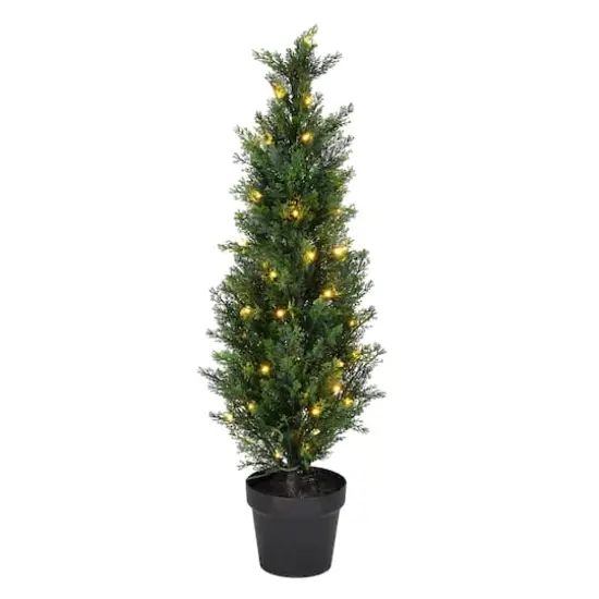3ft. Pre-Lit Potted Green Cedar Tree {1}