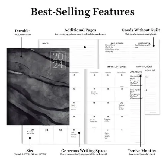 TF Publishing Medium 2024 Ocean Tide Monthly Planner {3}