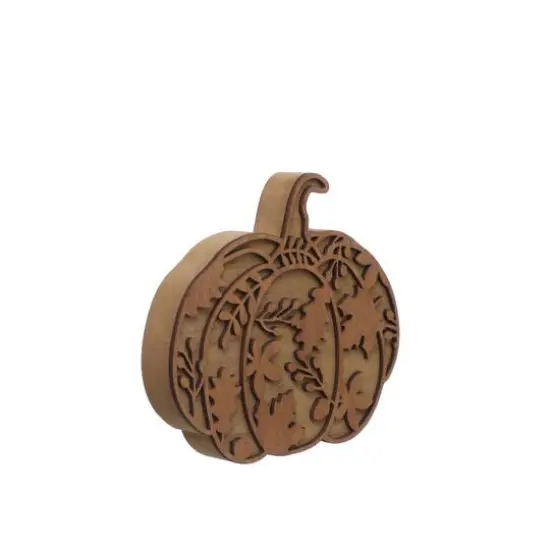 8" Brown Leaf Carved Pumpkin Tabletop D&eacute;cor by Ashland&reg; {3}