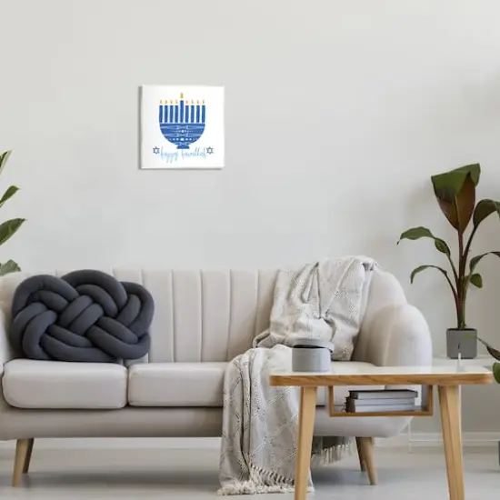 Stupell Industries Happy Hanukkah Blue Menorah Wall Art {3}