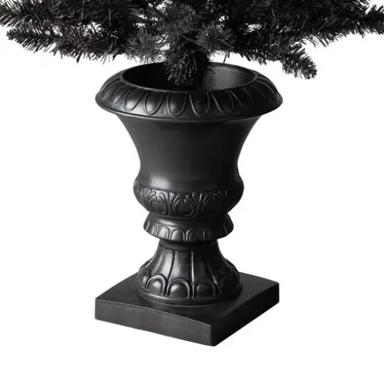 4ft. Pre-Lit Black Artificial Halloween Tree, LED Orange Lights {9}