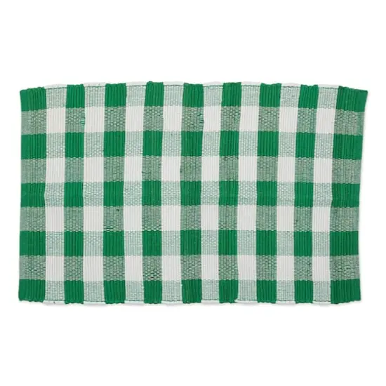 DII&reg; Buffalo Check Rag Rug, 26" x 40" Shamrock Green and White {1}