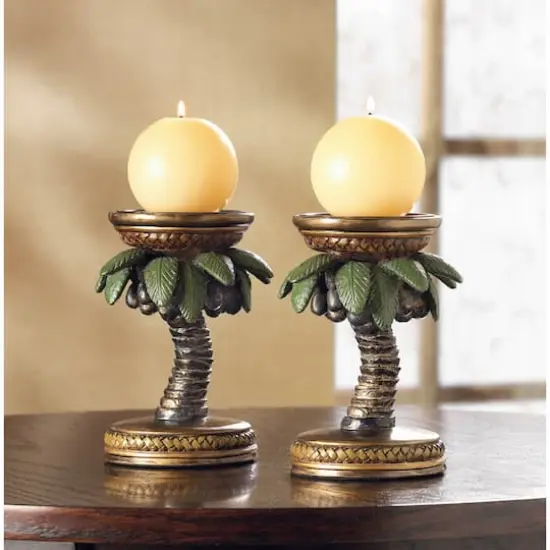 5" Coconut Tree Candleholder Set {3}