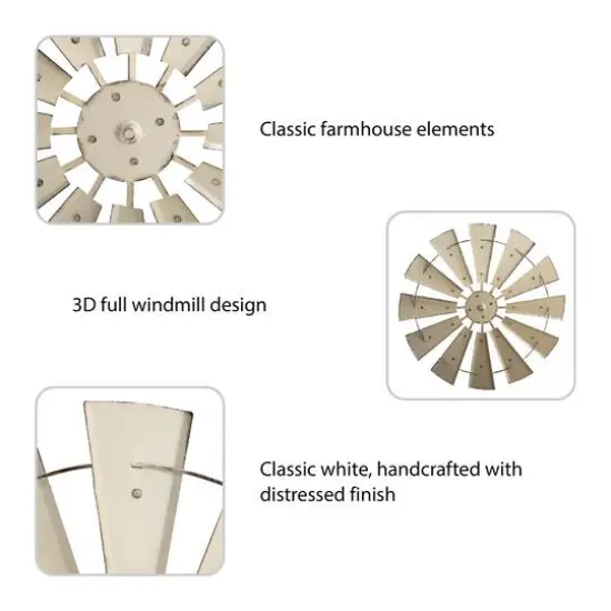 Glitzhome&reg; 28.5" Beige Metal Wind Spinner Wall D&eacute;cor {7}