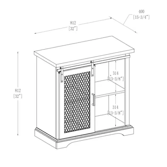 Walker Edison 32" Dark Walnut Sliding Mesh Metal Door Accent Cabinet {7}