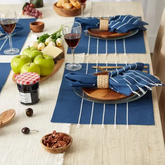 DII&reg; Stripe Tassel Placemats, 4ct. Navy/Off-White {5}