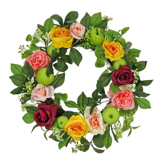 22'' Rose, Peony, and Apple Wreath {1}