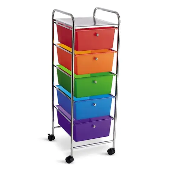 5 Drawer Rolling Cart by Simply Tidy&reg; Rainbow {1}