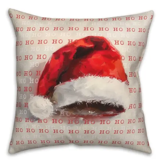 Painterly Santa Hat 18" x 18" Spun Poly Pillow {1}
