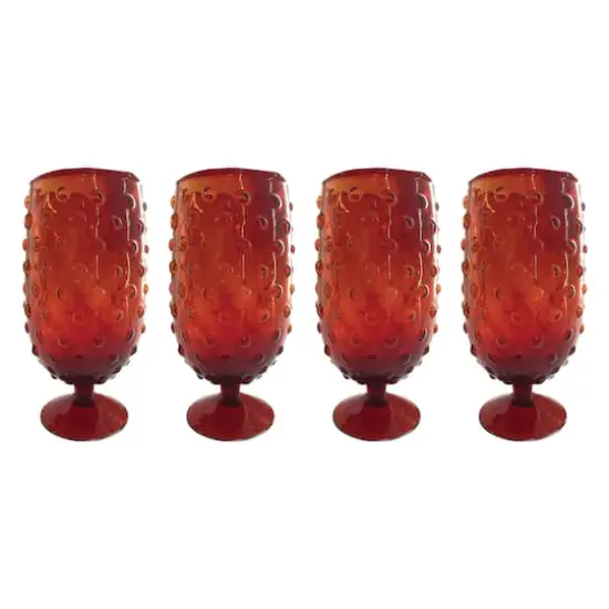 Hello Honey&reg; 12oz. Red Stemmed Hobnail Drinking Glasses, 4ct. {1}
