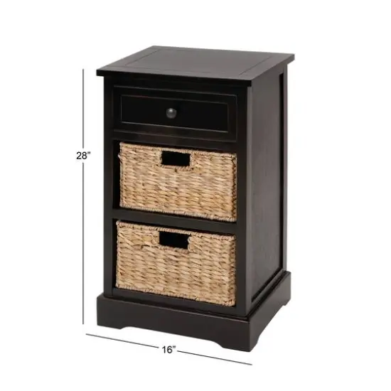 28" Black Farmhouse Wood Storage Cabinet {6}