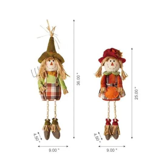 Glitzhome&reg; Fall Fabric Scarecrow Shelf Sitters Set {4}