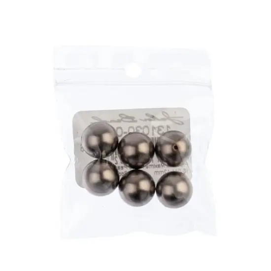 Preciosa Maxima 12mm Round Nacre Pearls, 6ct. Dark Gray {3}