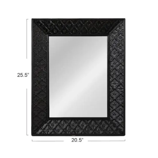 Hello Honey® 25.5" Handwoven Rattan Rectangle Wall Mirror Black {5}