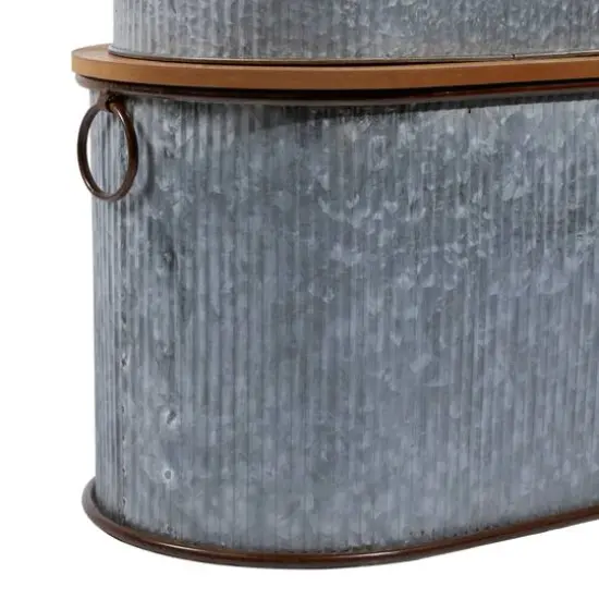 Set of 3 Brown Metal Farmhouse Storage Bench, 23", 48" {9}